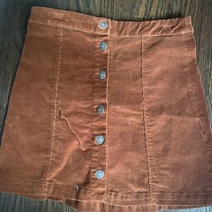 Brown corduroy button mini skirt